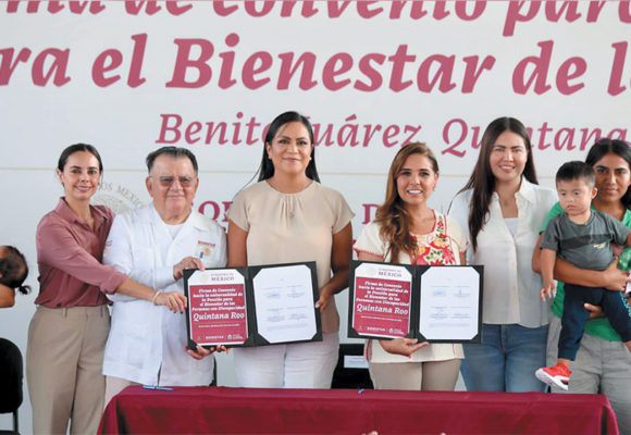 Firman convenio Mara Lezama y Adriana Montiel para beneficiar a 12 mil personas con discapacidad de Quintana Roo