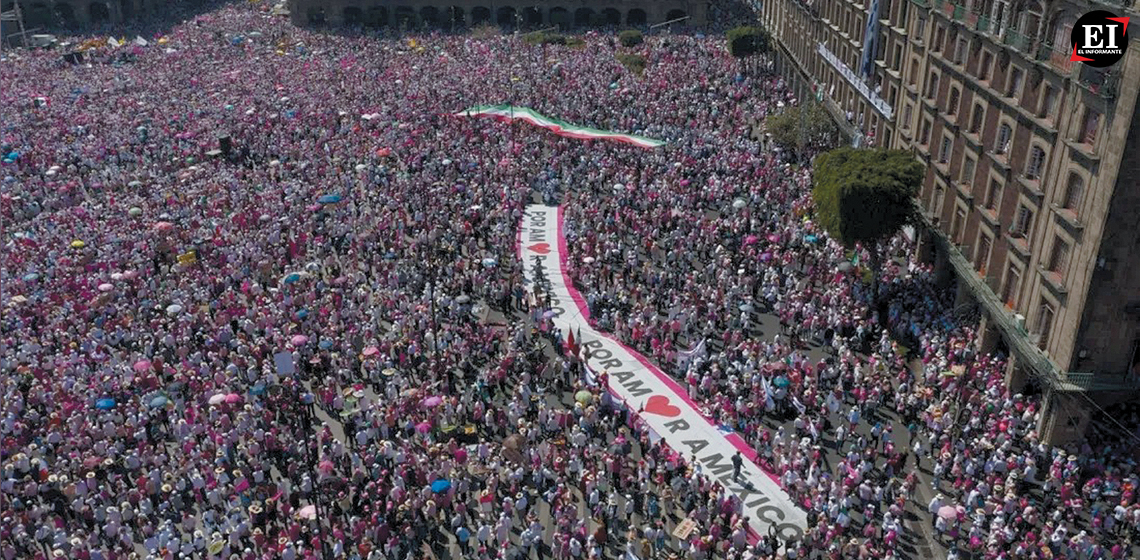 Autoridades capitalinas dieron a conocer que marcha en defensa del INE reunió alrededor de 90 mil personas