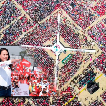 Con foto aérea Alejandra del Moral cierra precampaña en Texcoco