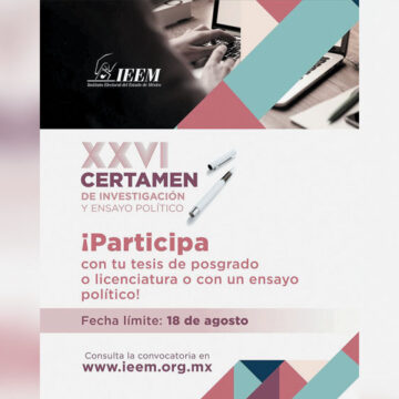 Abre IEEM convocatoria para el XXVI Certamen de Investigación y Ensayo Político