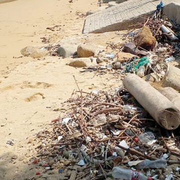 Mar de fondo saca basura en las playas de Acapulco