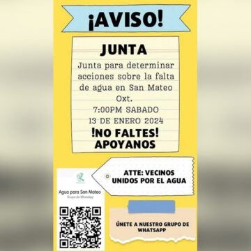 Llaman a manifestarse los habitantes de San Mateo Oxtotitlán por falta de agua