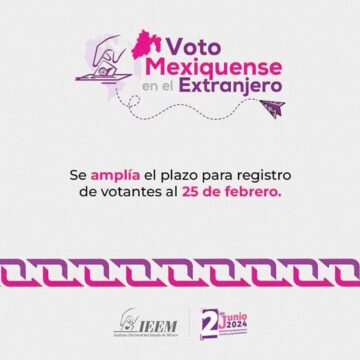 25 de febrero, fecha límite para el registro de votantes mexiquenses en el extranjero