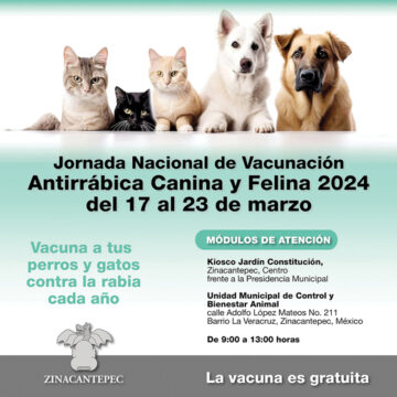 Sigue la jornada de vacunación para mascotas en Zinacantepec