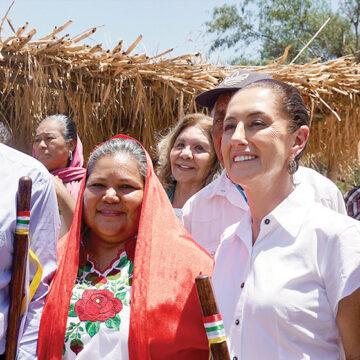 Sheinbaum y AMLO inauguran en Sonora distrito de riego operado por una comunidad indígena